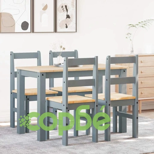 Трапезен комплект от 5 части Panama, сив бор масив ➤ топ цена ➤ sorbe.bg