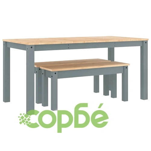 Трапезен комплект от 3 части Panama, сив бор масив ➤ топ цена ➤ sorbe.bg