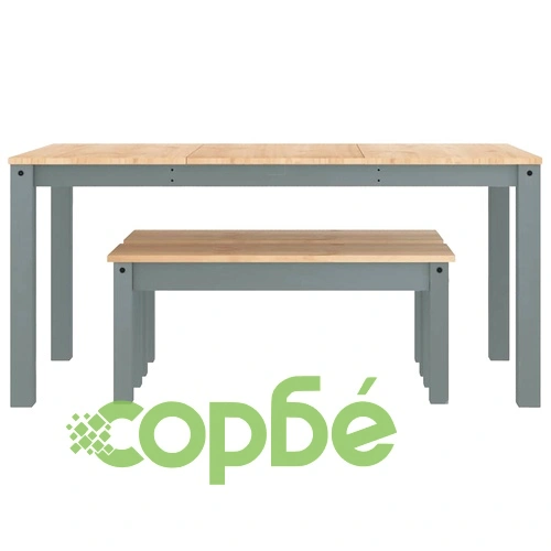 Трапезен комплект от 3 части Panama, сив бор масив ➤ топ цена ➤ sorbe.bg