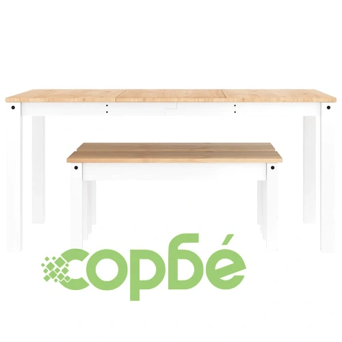 Трапезен комплект от 3 части Panama, Бяла бор масив ➤ топ цена ➤ sorbe.bg