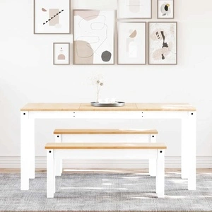 Трапезен комплект от 3 части Panama, Бяла бор масив