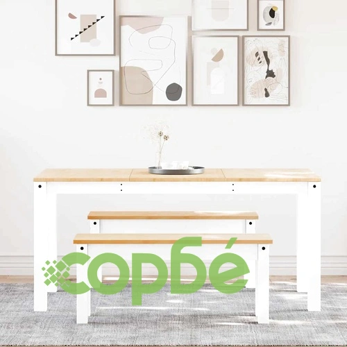 Трапезен комплект от 3 части Panama, Бяла бор масив ➤ топ цена ➤ sorbe.bg