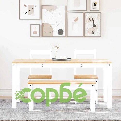 Трапезен комплект от 4 части Panama, Бяла бор масив ➤ топ цена ➤ sorbe.bg