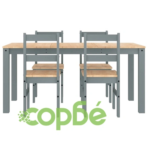 Трапезен комплект от 5 части Panama, сив бор масив ➤ топ цена ➤ sorbe.bg