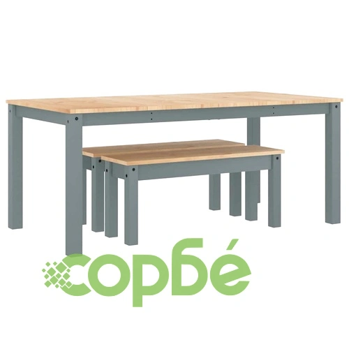 Трапезен комплект от 3 части Panama, сив бор масив ➤ топ цена ➤ sorbe.bg