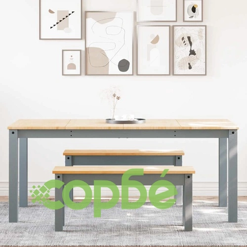 Трапезен комплект от 3 части Panama, сив бор масив ➤ топ цена ➤ sorbe.bg