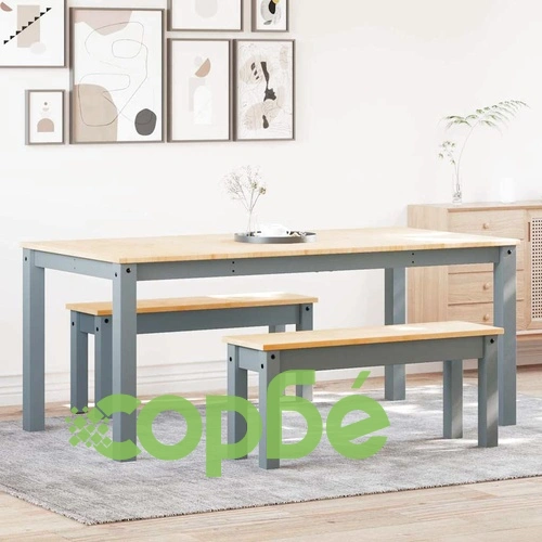 Трапезен комплект от 3 части Panama, сив бор масив ➤ топ цена ➤ sorbe.bg