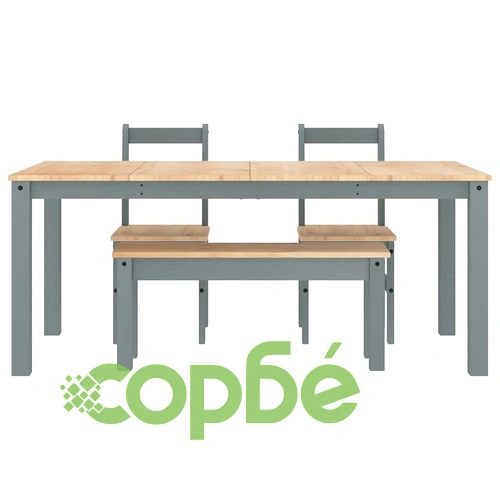 Трапезен комплект от 4 части Panama, сив бор масив ➤ топ цена ➤ sorbe.bg