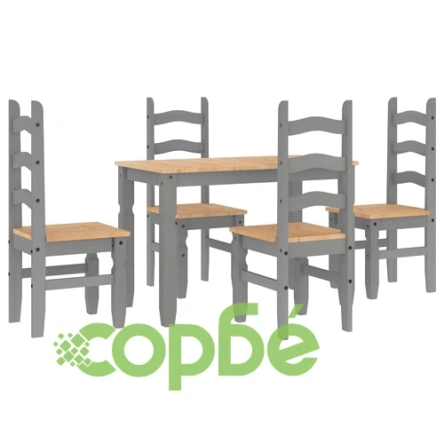 Трапезен комплект от 5 части Panama, сив бор масив ➤ топ цена ➤ sorbe.bg