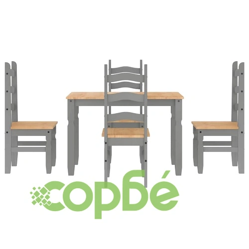 Трапезен комплект от 5 части Panama, сив бор масив ➤ топ цена ➤ sorbe.bg