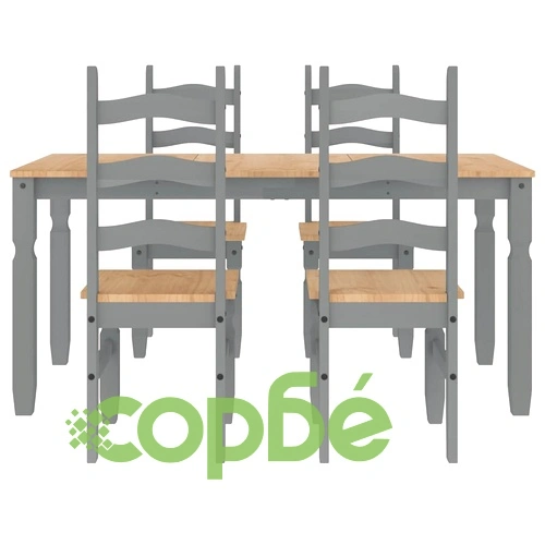 Трапезен комплект от 5 части Panama, сив бор масив ➤ топ цена ➤ sorbe.bg