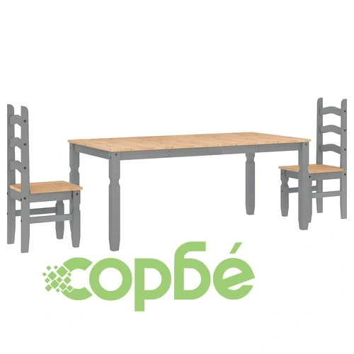 Трапезен комплект от 3 части Panama, сив бор масив ➤ топ цена ➤ sorbe.bg