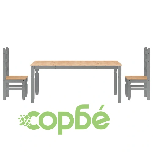 Трапезен комплект от 3 части Panama, сив бор масив ➤ топ цена ➤ sorbe.bg