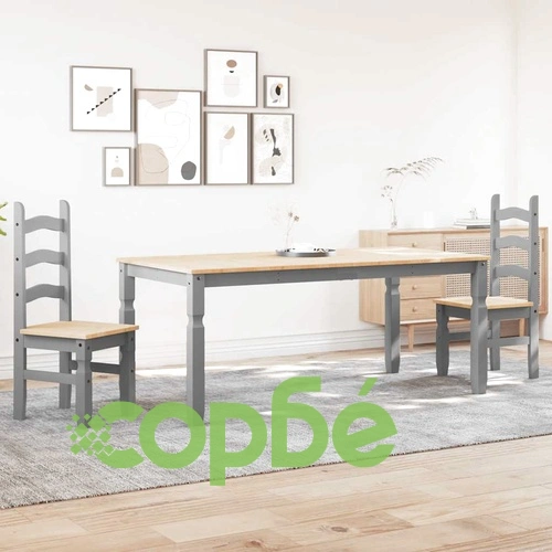 Трапезен комплект от 3 части Panama, сив бор масив ➤ топ цена ➤ sorbe.bg