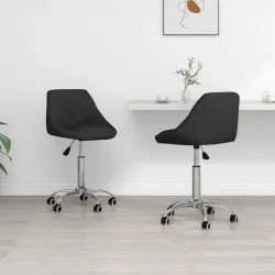 Въртящи се трапезни столове, 2 бр, черни, изкуствена кожа