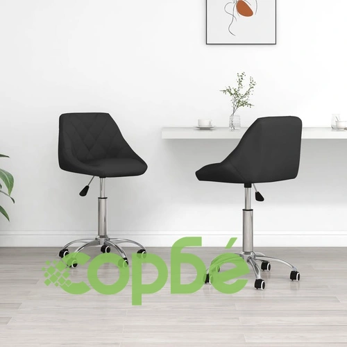 Въртящи се трапезни столове, 2 бр, черни, изкуствена кожа ➤ топ цена ➤ sorbe.bg