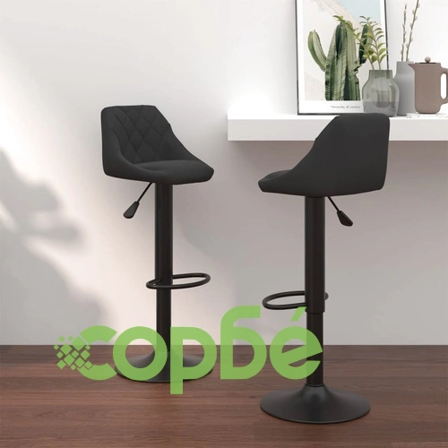 Бар табуретки, 2 бр, черни, кадифе ➤ топ цена ➤ sorbe.bg