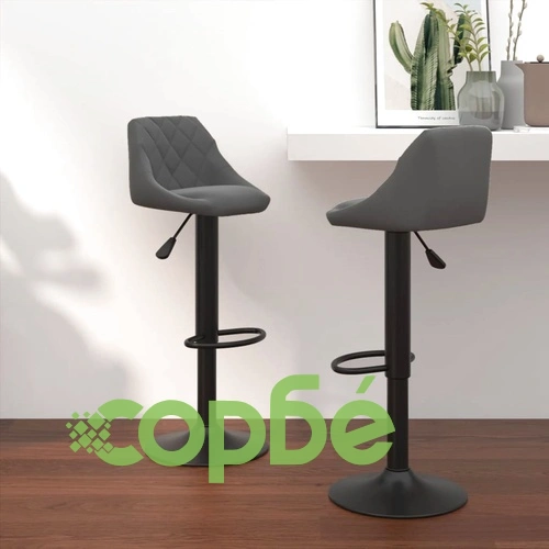 Бар табуретки, 2 бр, тъмносиви, кадифе ➤ топ цена ➤ sorbe.bg