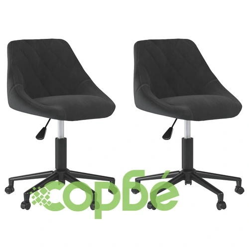 Въртящи трапезни столове, 2 бр, черни, кадифе ➤ топ цена ➤ sorbe.bg