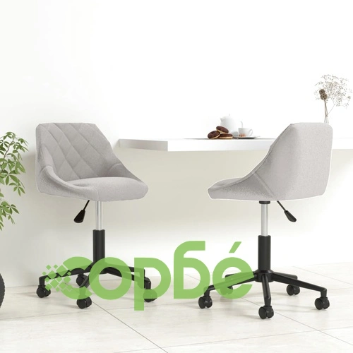 Въртящи се трапезни столове, 2 бр, светлосиви, кадифе ➤ топ цена ➤ sorbe.bg