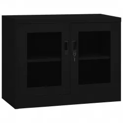 Офис шкаф, черен, 90x40x70 см, стомана