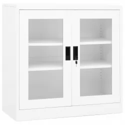 Офис шкаф, бял, 90x40x90 см, стомана