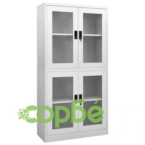 Офис шкаф, светлосив, 90x40x180 см, стомана и закалено стъкло на топ цена от sorbe.bg Офис шкаф, светлосив, 90x40x180 см, стомана и закалено стъкло ➤ топ цена ➤ sorbe.bg