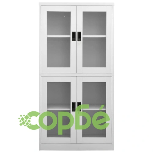 Офис шкаф, светлосив, 90x40x180 см, стомана и закалено стъкло на топ цена от sorbe.bg Офис шкаф, светлосив, 90x40x180 см, стомана и закалено стъкло ➤ топ цена ➤ sorbe.bg