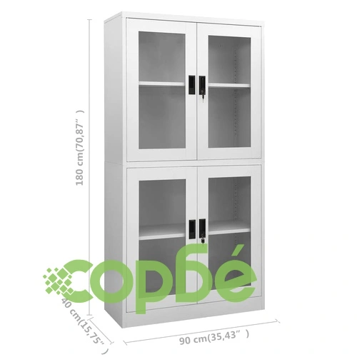 Офис шкаф, светлосив, 90x40x180 см, стомана и закалено стъкло на топ цена от sorbe.bg Офис шкаф, светлосив, 90x40x180 см, стомана и закалено стъкло ➤ топ цена ➤ sorbe.bg