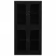 Офис шкаф, черен, 90x40x180 см, стомана и закалено стъкло