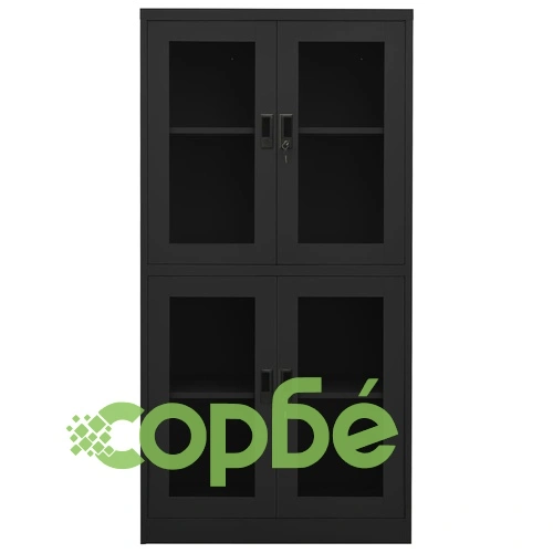 Офис шкаф, антрацит, 90x40x180 см, стомана и закалено стъкло на топ цена от sorbe.bg Офис шкаф, антрацит, 90x40x180 см, стомана и закалено стъкло ➤ топ цена ➤ sorbe.bg