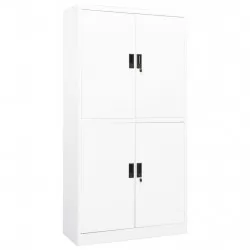 Офис шкаф, бял, 90x40x180 см, стомана