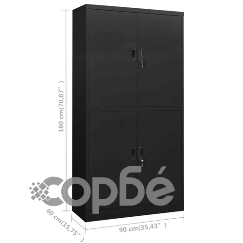 Офис шкаф, антрацит, 90x40x180 см, стомана на топ цена от sorbe.bg Офис шкаф, антрацит, 90x40x180 см, стомана ➤ топ цена ➤ sorbe.bg