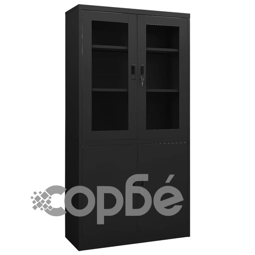 Офис шкаф, черен, 90x40x180 см, стомана на топ цена от sorbe.bg Офис шкаф, черен, 90x40x180 см, стомана ➤ топ цена ➤ sorbe.bg
