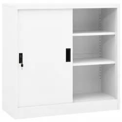 Офис шкаф с плъзгаща се врата, бял, 90x40x90 см, стомана