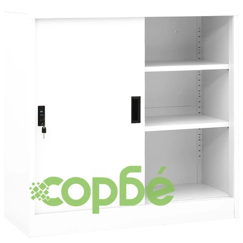 Офис шкаф с плъзгаща се врата, бял, 90x40x90 см, стомана на топ цена от sorbe.bg Офис шкаф с плъзгаща се врата, бял, 90x40x90 см, стомана ➤ топ цена ➤ sorbe.bg