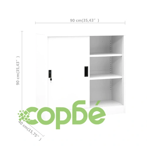 Офис шкаф с плъзгаща се врата, бял, 90x40x90 см, стомана на топ цена от sorbe.bg Офис шкаф с плъзгаща се врата, бял, 90x40x90 см, стомана ➤ топ цена ➤ sorbe.bg