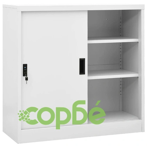 Офис шкаф с плъзгаща се врата, светлосив, 90x40x90 см, стомана на топ цена от sorbe.bg Офис шкаф с плъзгаща се врата, светлосив, 90x40x90 см, стомана ➤ топ цена ➤ sorbe.bg