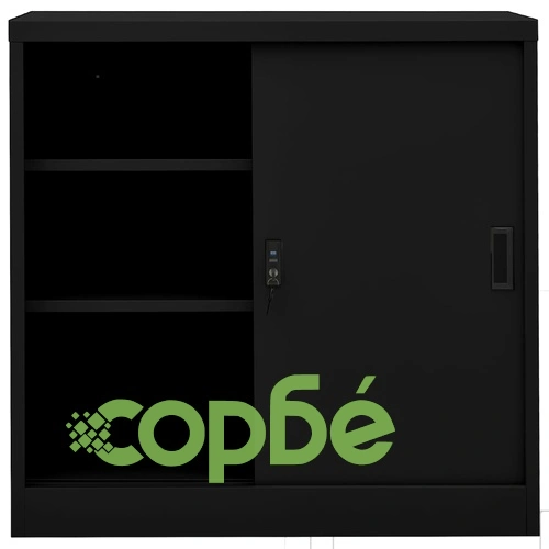 Офис шкаф с плъзгаща се врата, черен, 90x40x90 см, стомана на топ цена от sorbe.bg Офис шкаф с плъзгаща се врата, черен, 90x40x90 см, стомана ➤ топ цена ➤ sorbe.bg