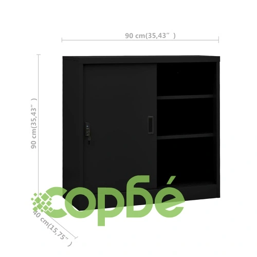 Офис шкаф с плъзгаща се врата, черен, 90x40x90 см, стомана на топ цена от sorbe.bg Офис шкаф с плъзгаща се врата, черен, 90x40x90 см, стомана ➤ топ цена ➤ sorbe.bg
