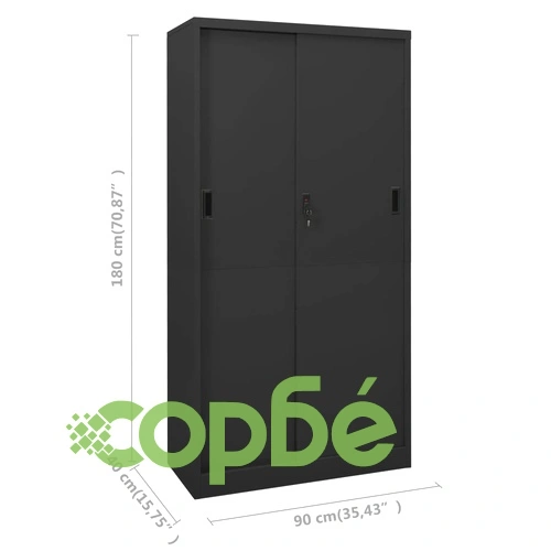 Офис шкаф с плъзгаща се врата, антрацит, 90x40x180 см, стомана на топ цена от sorbe.bg Офис шкаф с плъзгаща се врата, антрацит, 90x40x180 см, стомана ➤ топ цена ➤ sorbe.bg