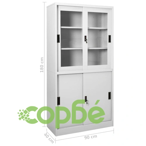 Офис шкаф с плъзгаща се врата, светлосив, 90x40x180 см, стомана на топ цена от sorbe.bg Офис шкаф с плъзгаща се врата, светлосив, 90x40x180 см, стомана ➤ топ цена ➤ sorbe.bg