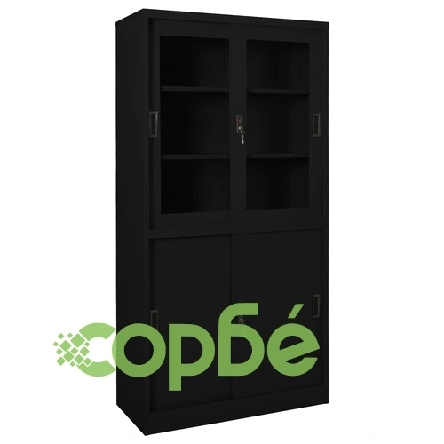 Офис шкаф с плъзгаща се врата, черен, 90x40x180 см, стомана на топ цена от sorbe.bg Офис шкаф с плъзгаща се врата, черен, 90x40x180 см, стомана ➤ топ цена ➤ sorbe.bg