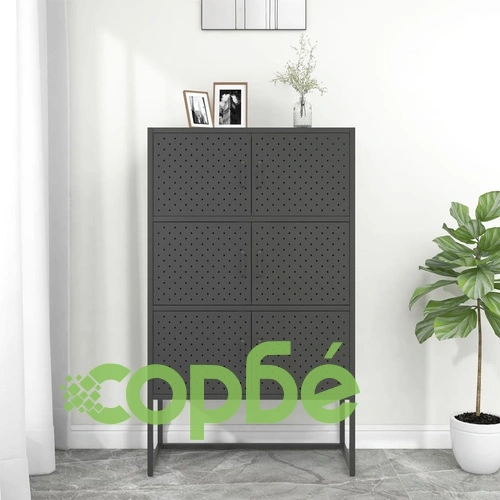 Висок шкаф, антрацит, 80x35x135 см, стомана ➤ топ цена ➤ sorbe.bg