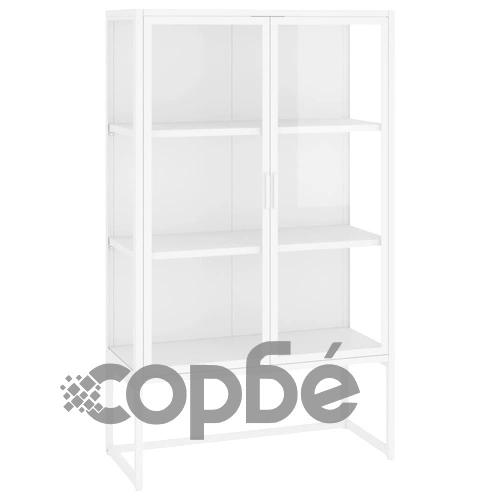 Висок шкаф, бял, 80x35x135 см, стомана и закалено стъкло ➤ топ цена ➤ sorbe.bg