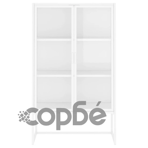 Висок шкаф, бял, 80x35x135 см, стомана и закалено стъкло ➤ топ цена ➤ sorbe.bg