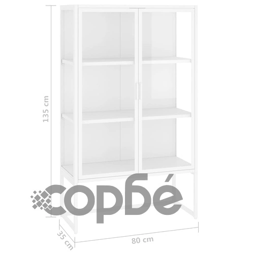 Висок шкаф, бял, 80x35x135 см, стомана и закалено стъкло ➤ топ цена ➤ sorbe.bg