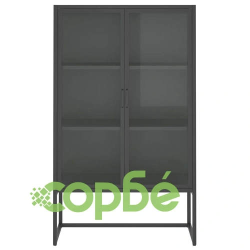 Висок шкаф, антрацит, 80x35x135 см, стомана и закалено стъкло ➤ топ цена ➤ sorbe.bg