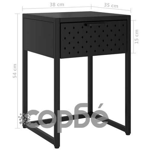 Нощно шкафче, черно, 38х35х54 см, стомана ➤ топ цена ➤ sorbe.bg