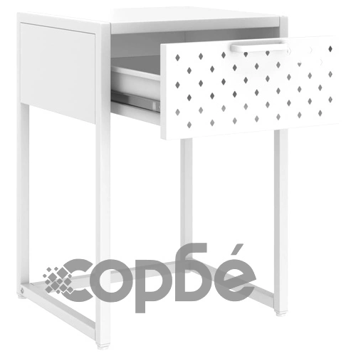 Нощно шкафче, бяло, 38х35х54 см, стомана ➤ топ цена ➤ sorbe.bg
